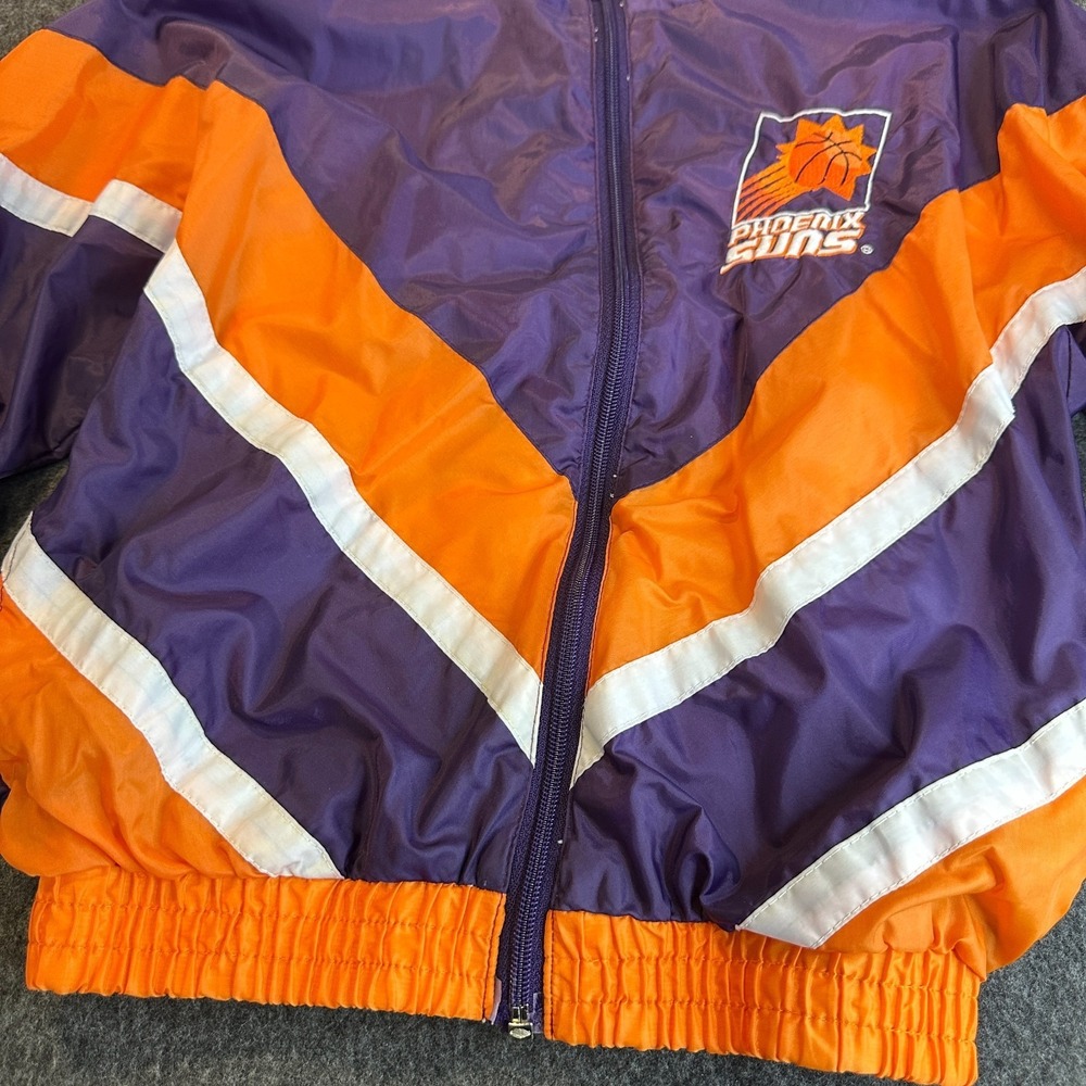 Vintage 90s Phoenix Suns NBA Windbreaker Jacket Purple Orange Youth Kids Small 8 - Picture 4 of 16
